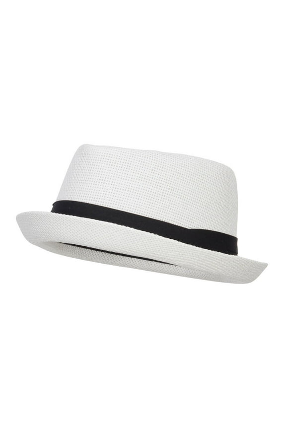 Big Size Solid Upbrim Pork Pie Fedora - White 2XL-3XL