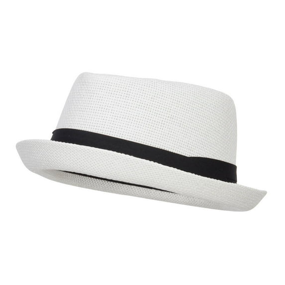 Big Size Solid Upbrim Pork Pie Fedora - White XL-2XL