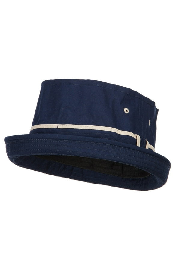 Big Size Striped Hat Band Fisherman Bucket Hat - Navy Khaki XL-2XL
