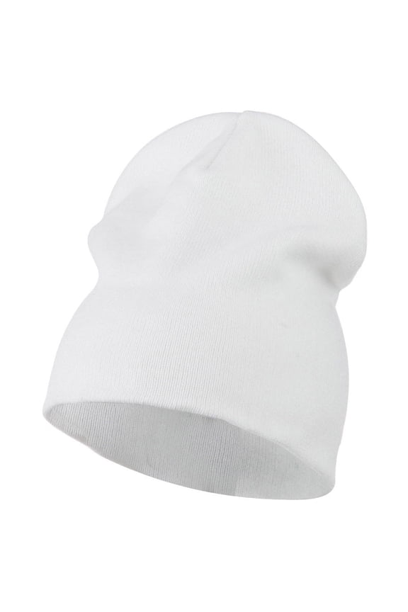Big Size Superior Cotton Short Knit Beanie - White XL-3XL