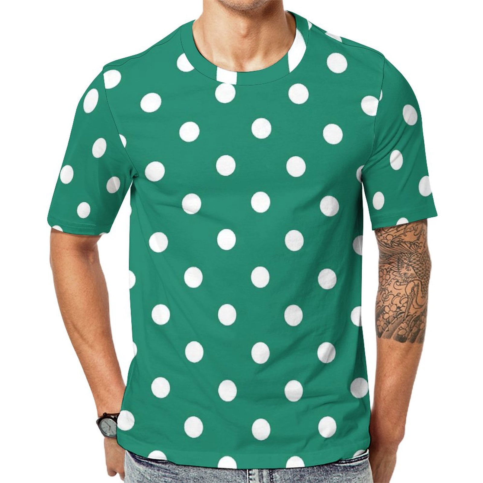 Big Size TShirt Beach White Polka Dots TShirts Vintage Print Casual ...