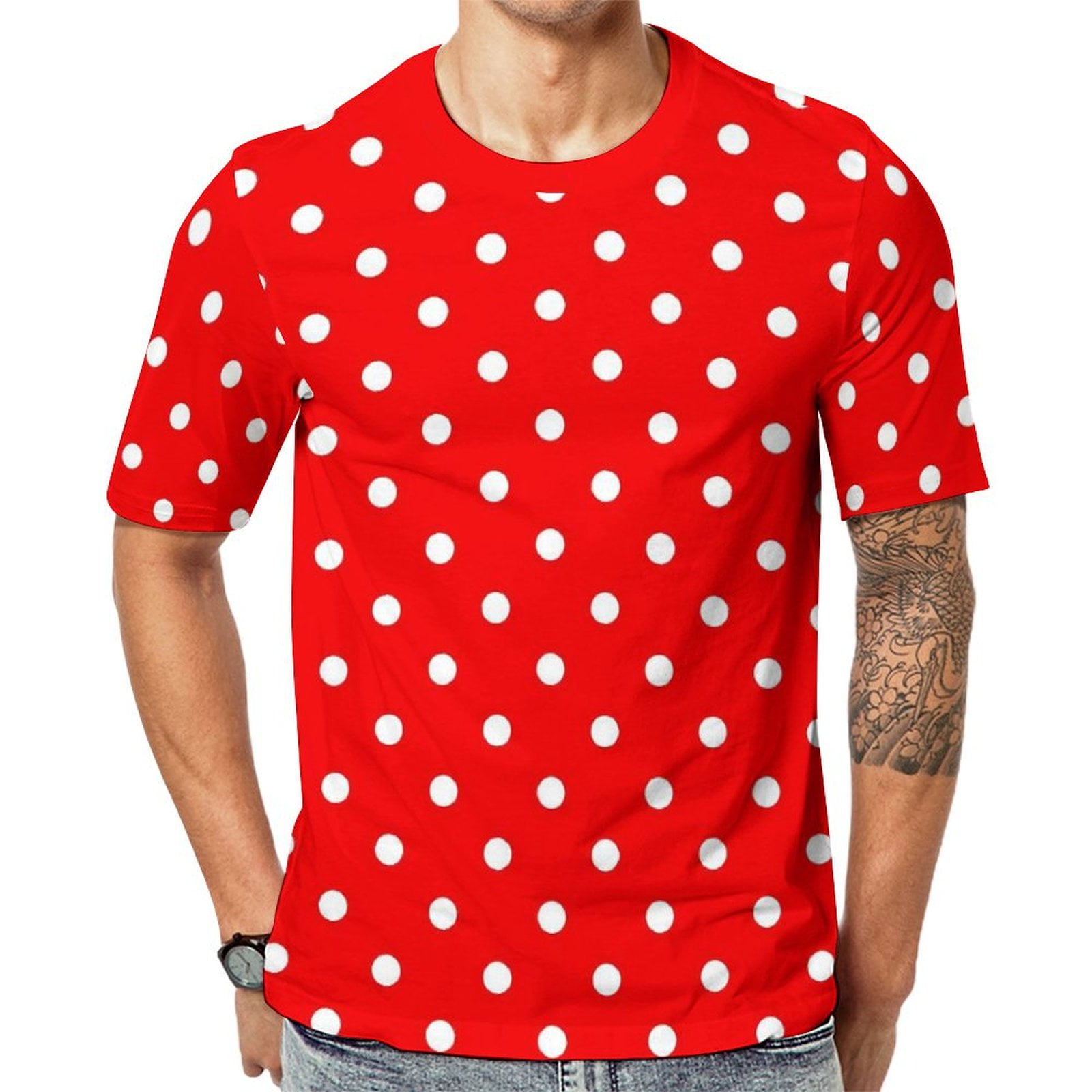 Big Size TShirt Beach White Polka Dots TShirts Vintage Print Casual ...