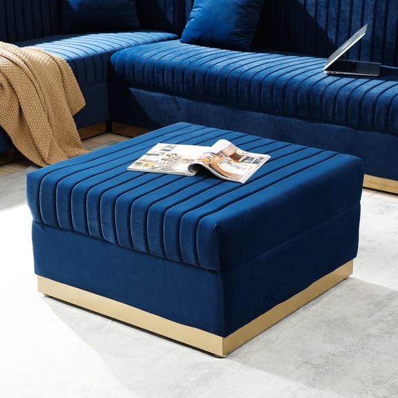 Big Size Upholstered Ottoman | Comfortable Foot Rest for Home | High - Quality Velvet Material | Easy Assembly with Tools