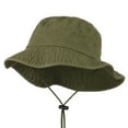 thumbnail image 1 of Big Size Washed Bucket Hat with Chin Cord - Olive XL-2XL, 1 of 5
