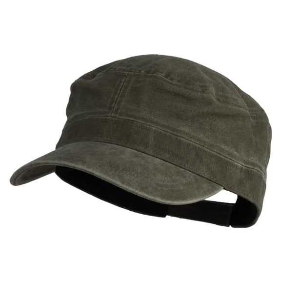Big Size Washed Pigment Dyed Army Cap - Olive 2XL-3XL