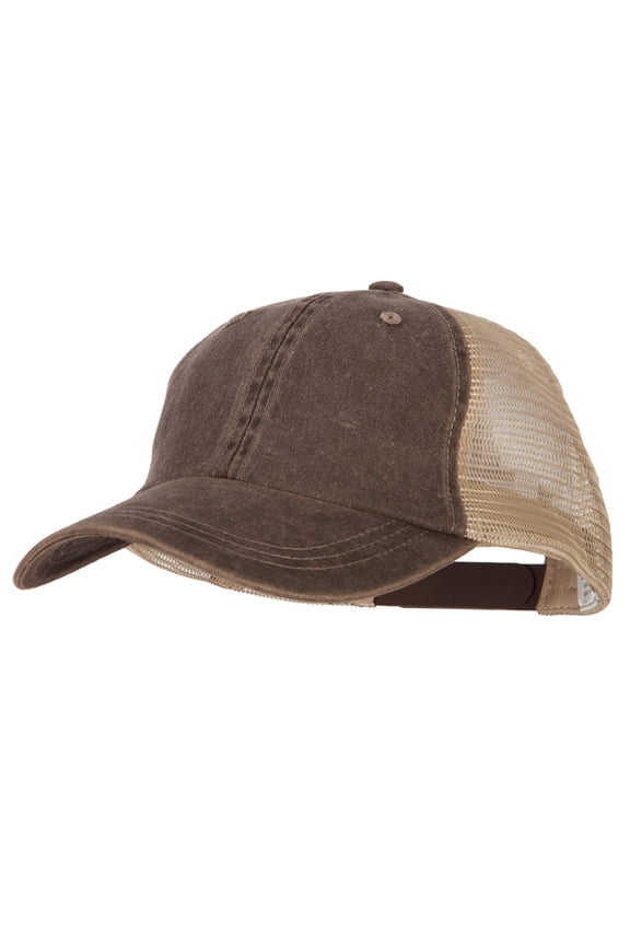 Big Size Washed Pigment Dyed Twill Trucker Cap - Chocolate Tan XL-3XL
