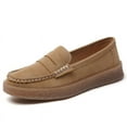 thumbnail image 1 of Big Size Women's Casual Loafers Slip On Leather Shoes Lightweight Casual Walking Shoes Female Moccasins Classic Penny Loafer Flats Boat Shoes, 1 of 14
