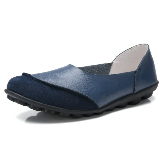 Big Size Women's Casual Loafers Slip On Leather Shoes Lightweight Casual Walking Shoes Female Moccasins Classic Penny Loafer Flats Boat Shoes