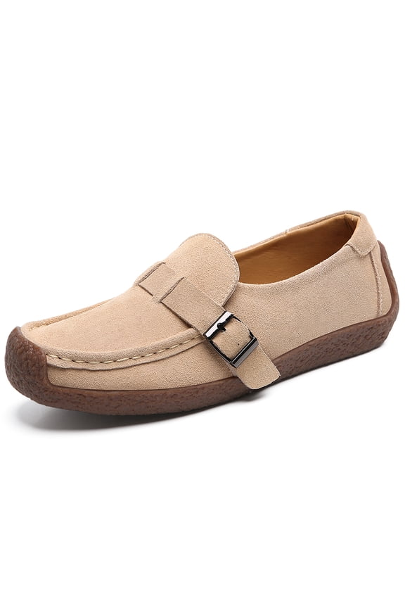 Big Size Women's Casual Loafers Slip On Leather Shoes Lightweight Casual Walking Shoes Female Moccasins Classic Penny Loafer Flats Boat Shoes