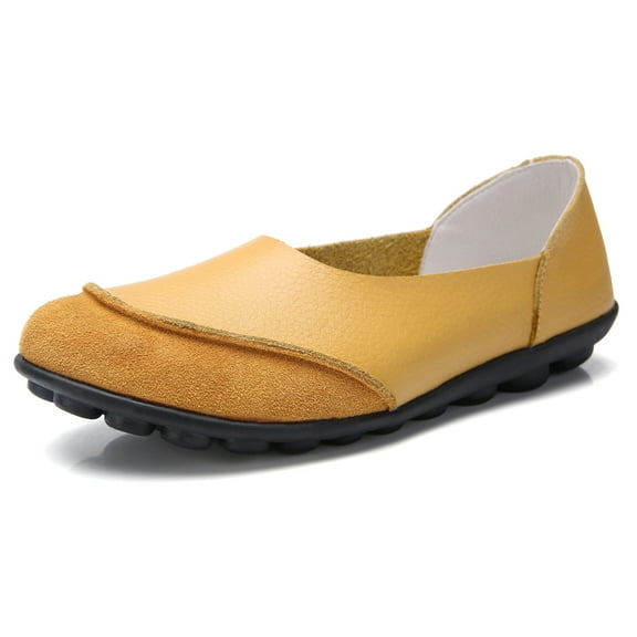 Big Size Women's Casual Loafers Slip On Leather Shoes Lightweight Casual Walking Shoes Female Moccasins Classic Penny Loafer Flats Boat Shoes