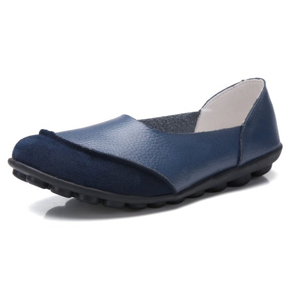 Big Size Women's Casual Loafers Slip On Leather Shoes Lightweight Casual Walking Shoes Female Moccasins Classic Penny Loafer Flats Boat Shoes