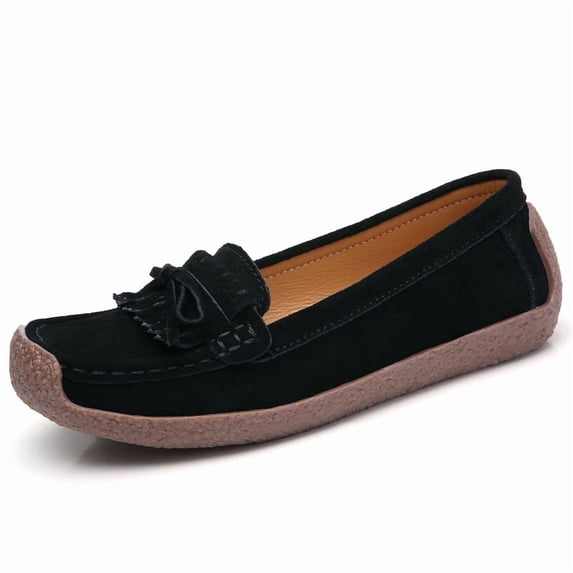 Big Size Women's Casual Loafers Slip On Leather Shoes Lightweight Walking Shoes Moccasins Classic Penny Loafer Flats Boat Shoes