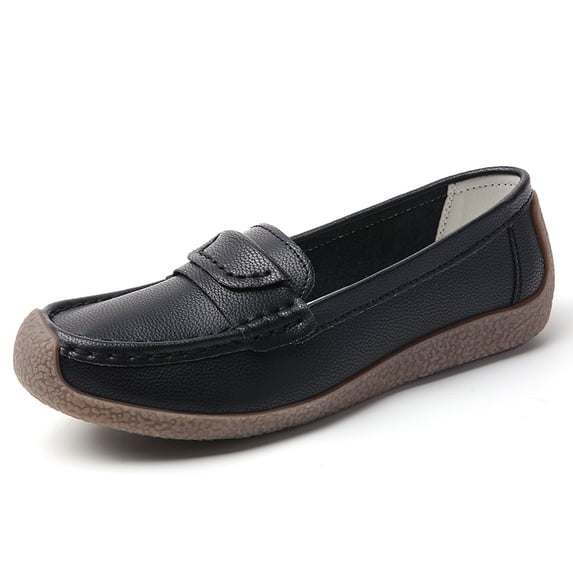 Big Size Women's Casual Loafers Slip On Leather Shoes Lightweight Walking Shoes Moccasins Classic Penny Loafer Flats Boat Shoes