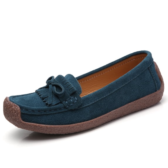 Big Size Women's Casual Loafers Slip On Leather Shoes Lightweight Walking Shoes Moccasins Classic Penny Loafer Flats Boat Shoes