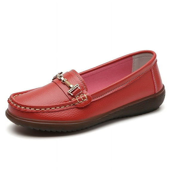 Big Size Women's Casual Loafers Slip On Leather Shoes Lightweight Walking Shoes Moccasins Classic Penny Loafer Flats Boat Shoes