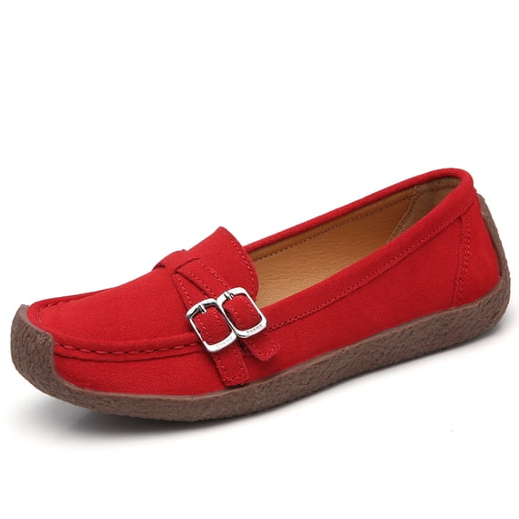 Big Size Women's Casual Loafers Slip On Leather Shoes Lightweight Walking Shoes Moccasins Classic Penny Loafer Flats Boat Shoes