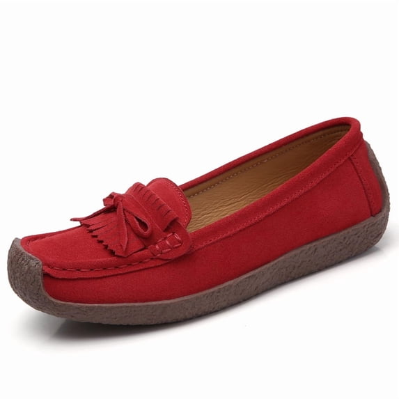Big Size Women's Casual Loafers Slip On Leather Shoes Lightweight Walking Shoes Moccasins Classic Penny Loafer Flats Boat Shoes