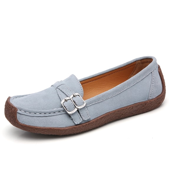 Big Size Women's Casual Loafers Slip On Leather Shoes Lightweight Walking Shoes Moccasins Classic Penny Loafer Flats Boat Shoes