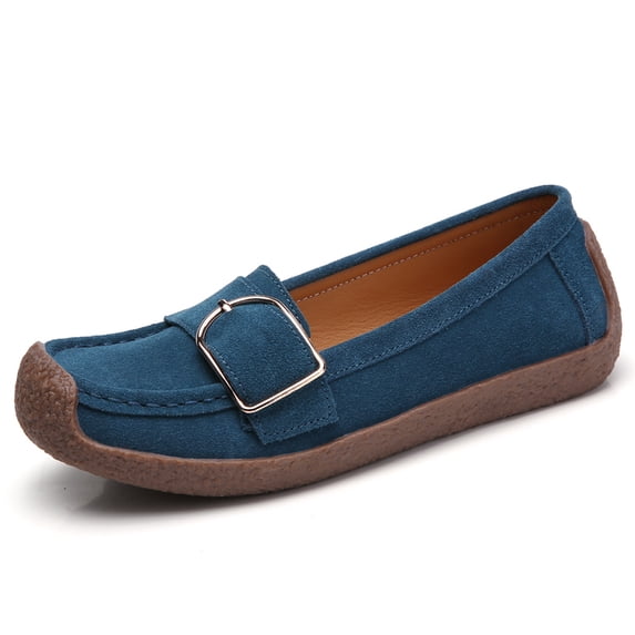 Big Size Women's Casual Loafers Slip On Leather Shoes Lightweight Walking Shoes Moccasins Classic Penny Loafer Flats Boat Shoes
