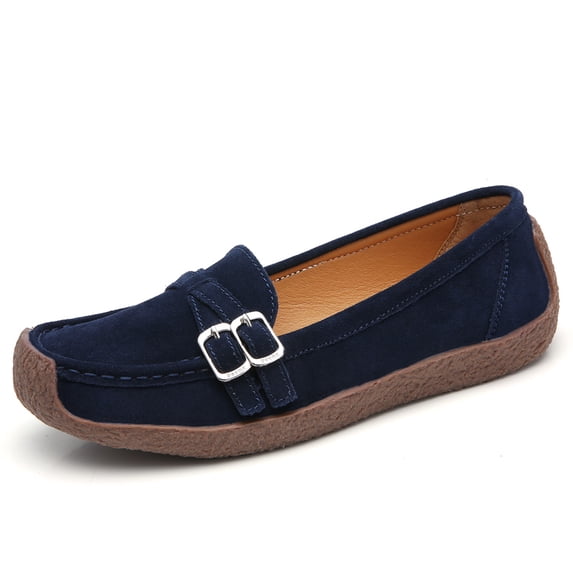 Big Size Women's Casual Loafers Slip On Leather Shoes Lightweight Walking Shoes Moccasins Classic Penny Loafer Flats Boat Shoes