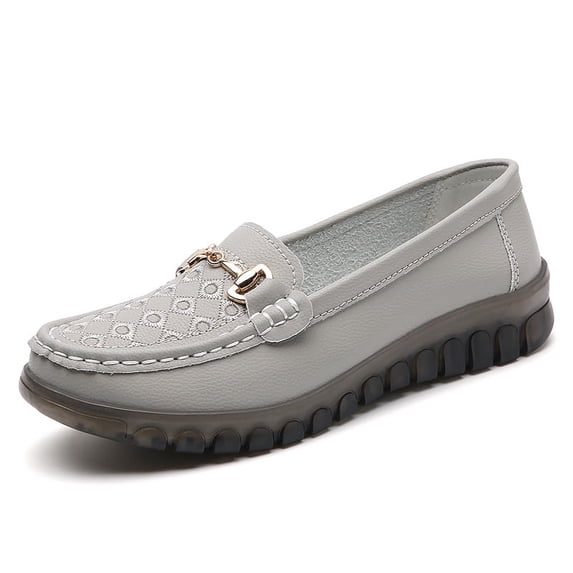Big Size Women's Casual Loafers Slip On Leather Shoes Lightweight Walking Shoes Moccasins Classic Penny Loafer Flats Boat Shoes