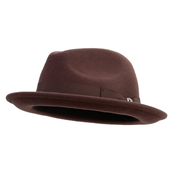 Big Size Wool Felt Upbrim Panama Hat - Brown 2XL-3XL