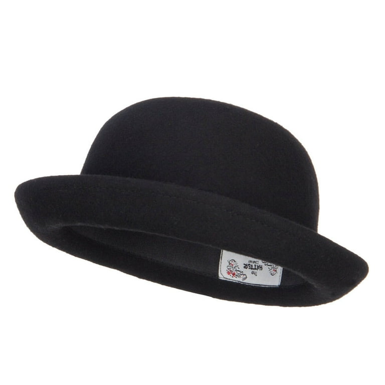 Big Size Wool Felt Upturn Brim Bowler Hat - Black XL-2XL - Walmart.com
