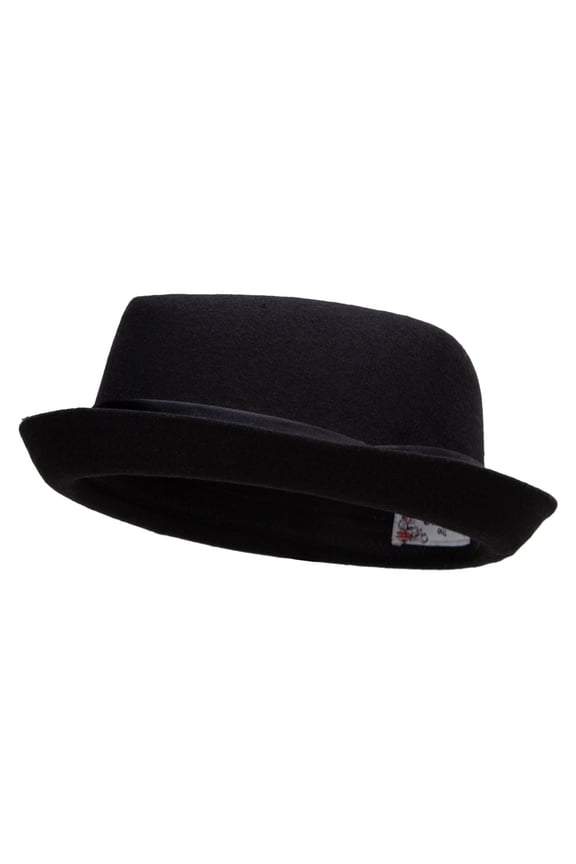 Big Size Wool Upbrim Pork Pie Fedora - Black 2XL-3XL