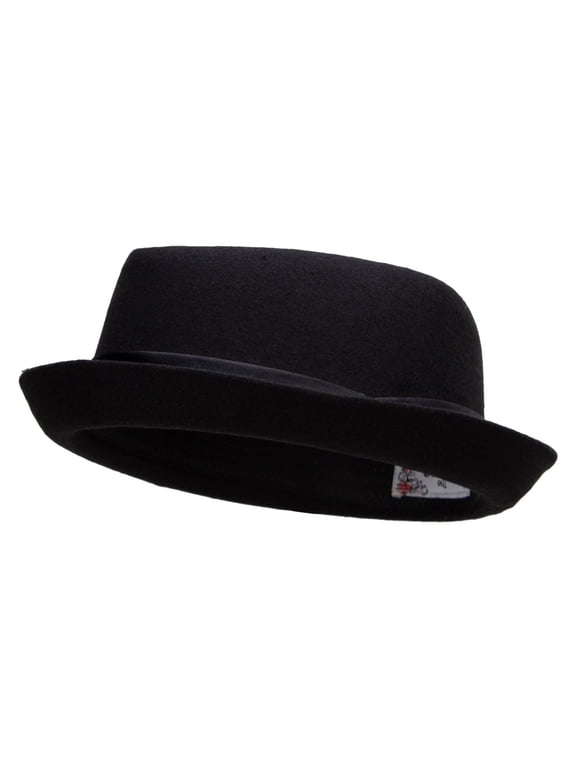 Big Size Wool Upbrim Pork Pie Fedora - Black XL-2XL