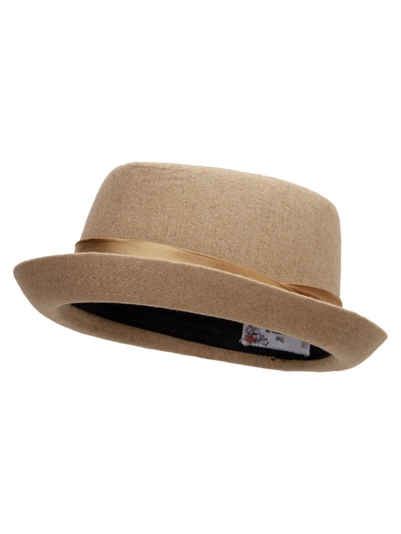 Big Size Wool Upbrim Pork Pie Fedora - Camel 2XL-3XL
