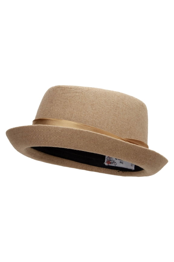 Big Size Wool Upbrim Pork Pie Fedora - Camel 2XL-3XL