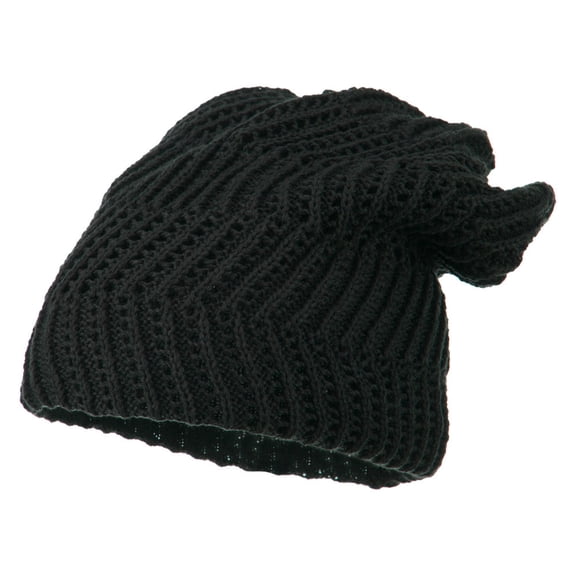 Big Size Zig Zag Vintage Reversible Beanie - Charcoal XL-3XL