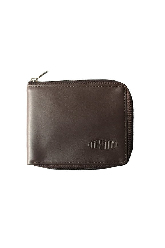 Leather Zipfold Thin Bifold Wallet with Perimeter Zipper