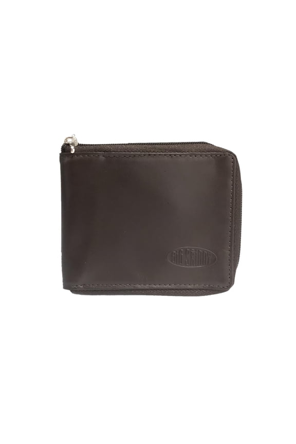 Men's Zipfold Leather Bi-Fold Wallet, Brown Y101