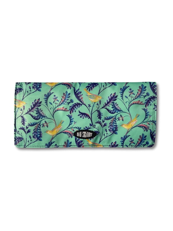 Thin Executive Checkbook Bifold Wallet with Zippered Pocket, Birdsong