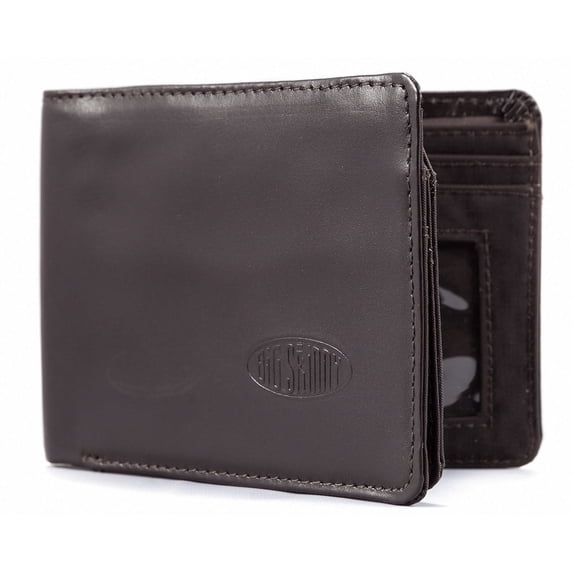 Big Skinny Men's Leather L-Shape Slim Wallet, Holds Up to 30 Cards, Brown