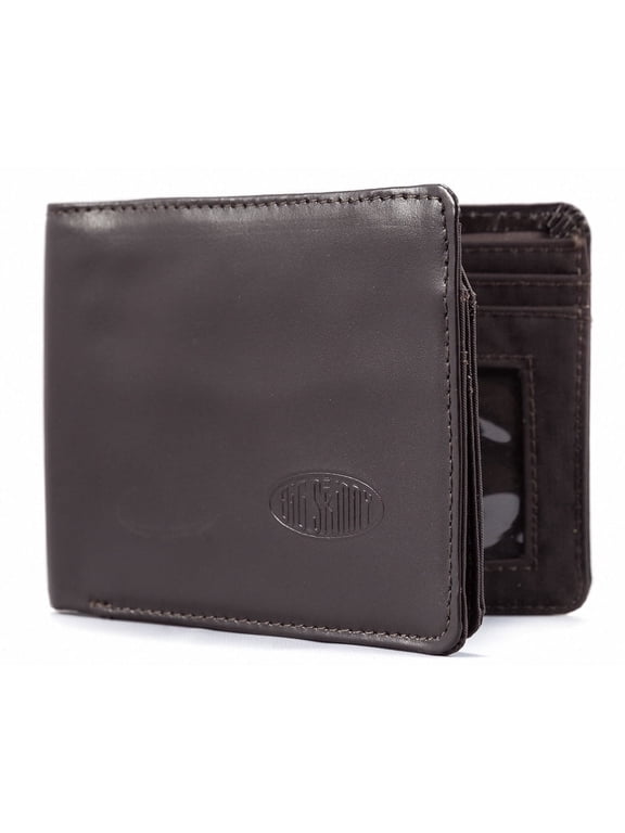 Men's Leather L-Shape Slim Wallet, Holds Up to 30 Cards, Brown