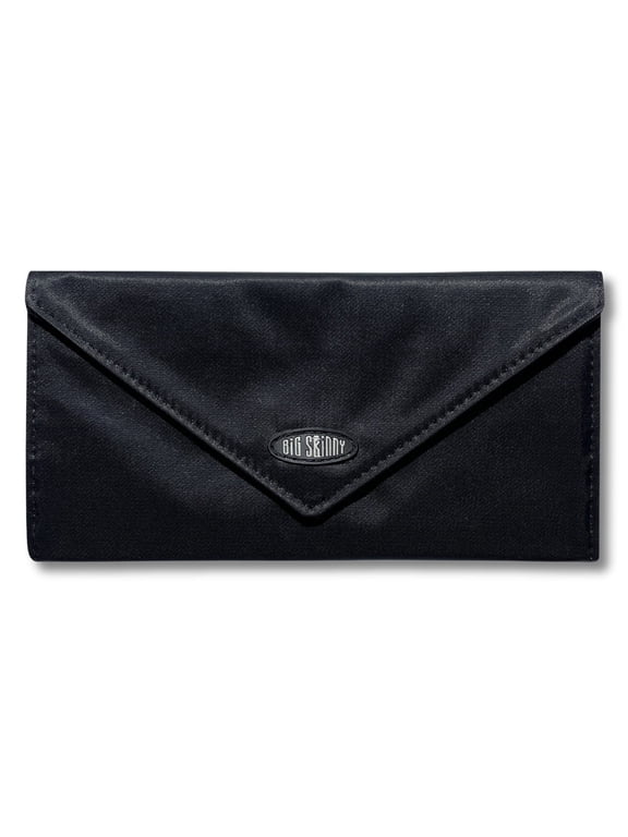 Women's Slimvelope Tri-Fold Checkbook Slim Wallet, Holds Up to 40 Cards, Black