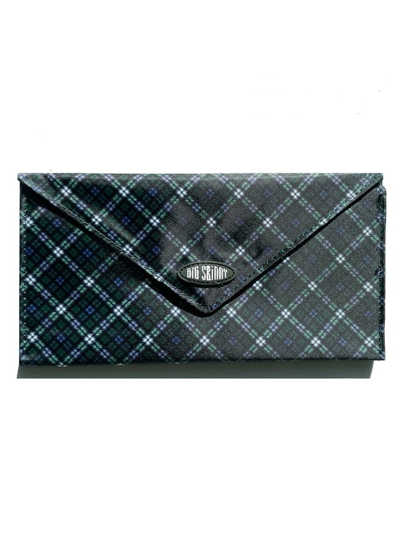 Women's Slimvelope Tri-Fold Checkbook Slim Wallet, Holds Up to 40 Cards, Evergreen Plaid