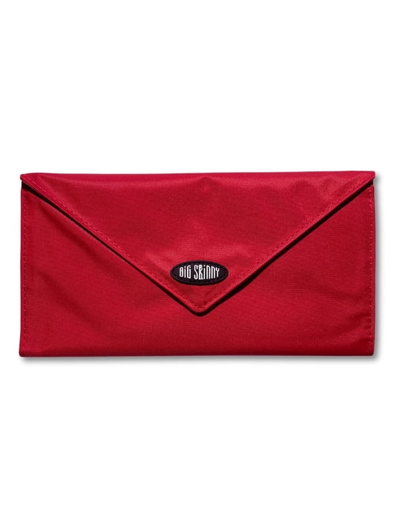 Women's Slimvelope Tri-Fold Checkbook Slim Wallet, Holds Up to 40 Cards, Lipstick Red