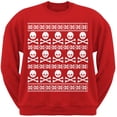 thumbnail image 1 of Big Skull And Crossbones Pattern Red Adult Sweatshirt, 1 of 1