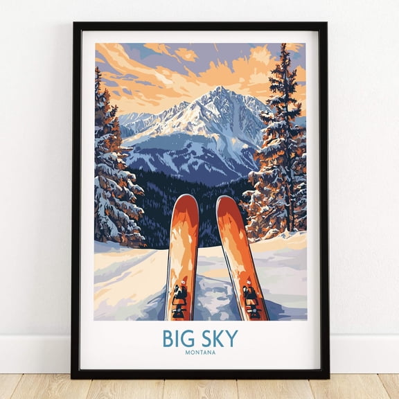 Big Sky Art Print Skiing Poster Big Sky Resort Montana Wall Art Big Sky Gift Art Lovers Sk