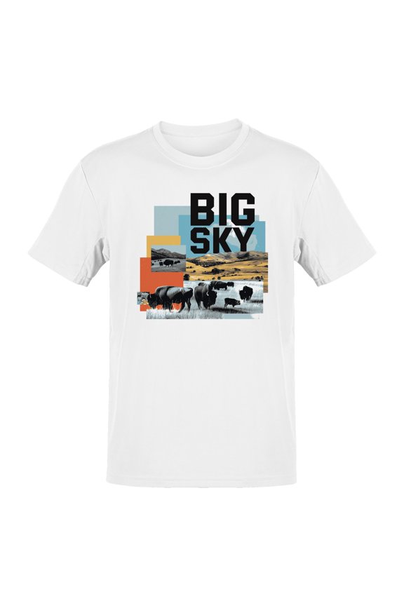 Big Sky Bison Landscape Men's White T-shirt