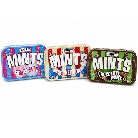 Big Sky Breath Mints Sugar-Free Variety Pack, 3 Count, 1.76 oz Tins