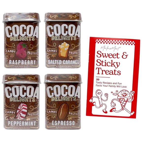 Big Sky Cocoa Delights Hard Candy Variety, Espresso, Peppermint, Salted Caramel & Raspberry (1.07 oz) + MerlinsMart Zine