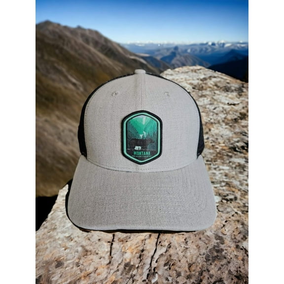 Big Sky Country MT Patch Hat for Men and Women Gifts - Heather Grey on Black