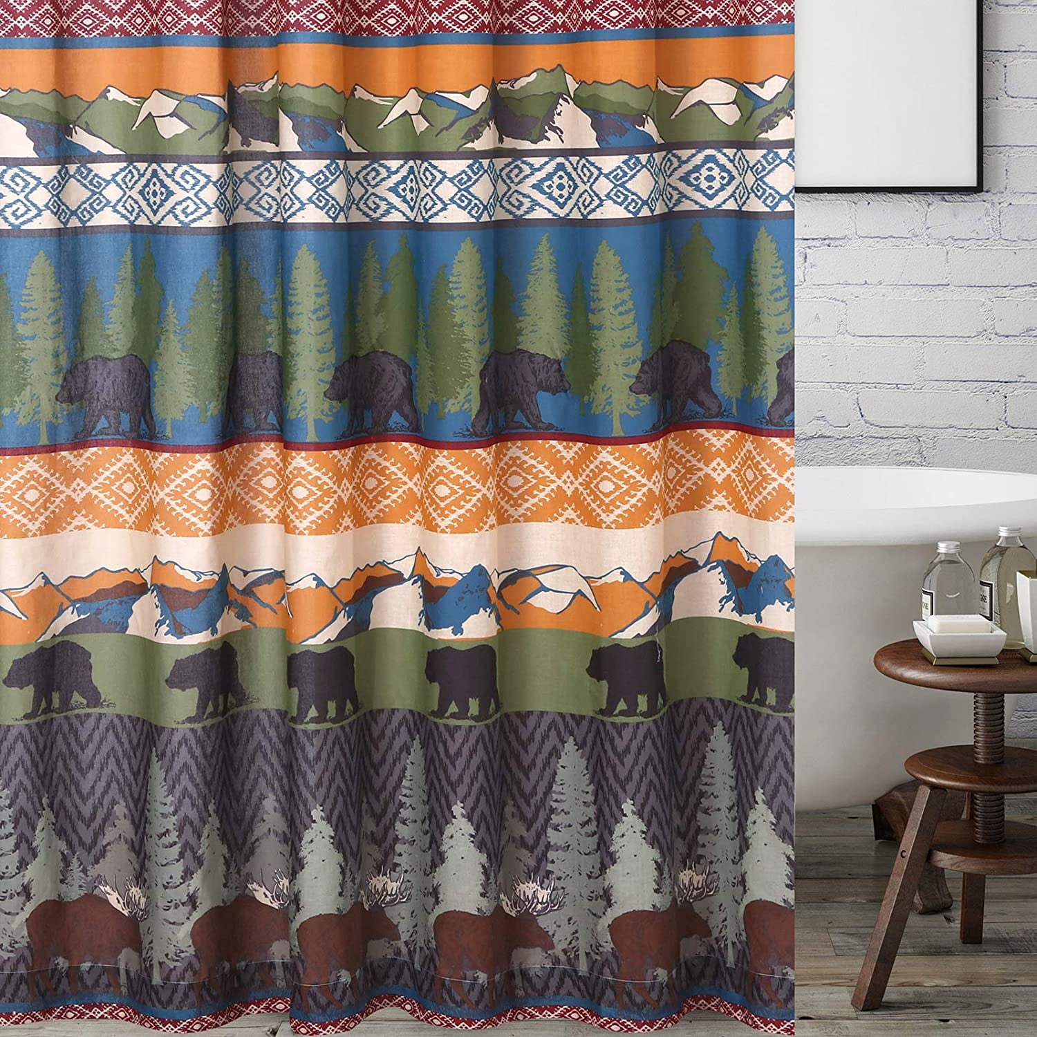 Big Sky Lodge and Lakehouse Shower Curtain, 72" x 72"