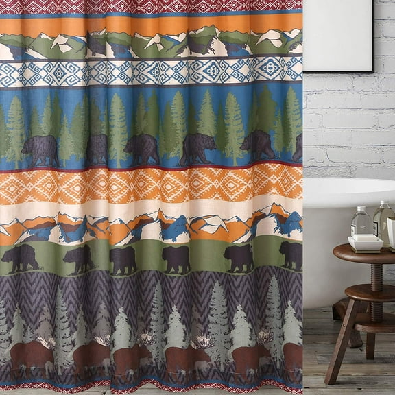 Big Sky Lodge and Lakehouse Shower Curtain, 72" x 72"