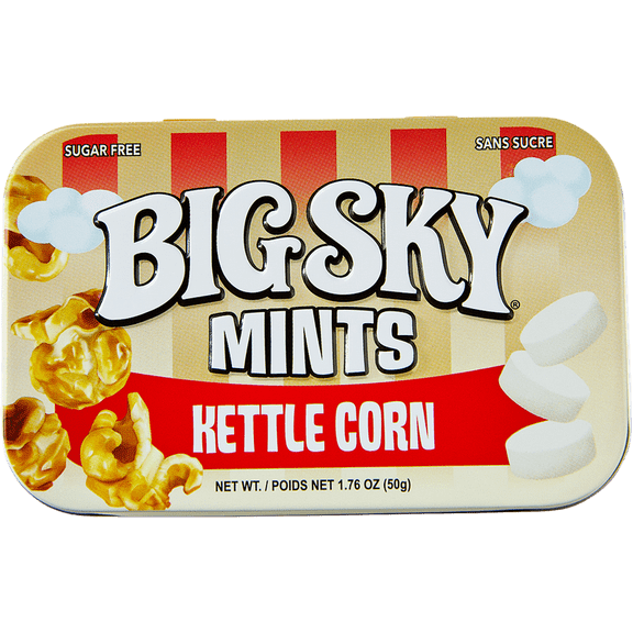 Big Sky Mints Kettle Corn Tin, Sugar Free, Kosher Certified, Gluten Free, 1.76 oz