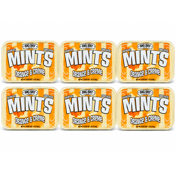 Big Sky Mints, Orange & Creme, Sugar Free, 6 Pack, 1.76 oz Tins
